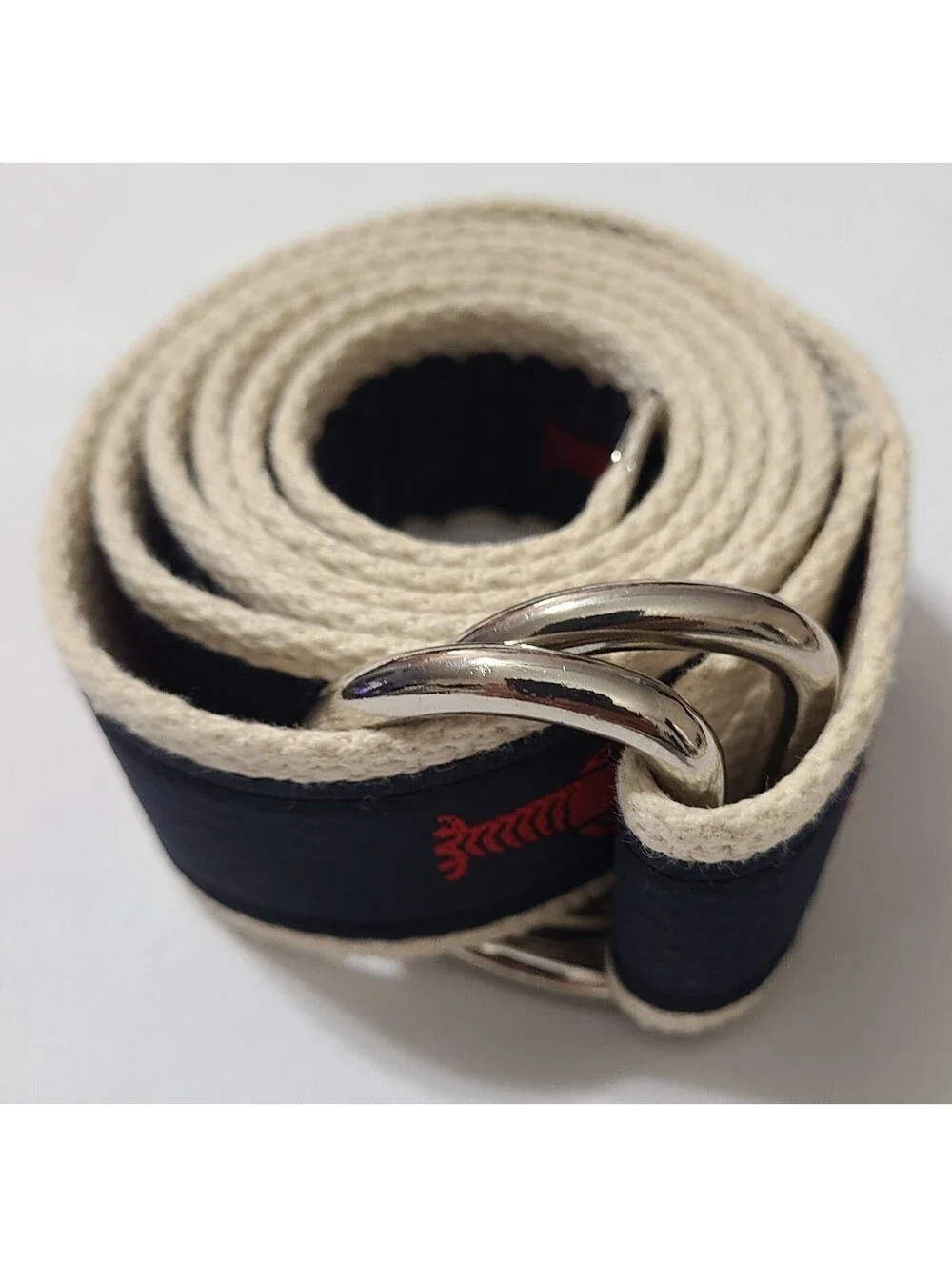 Vtg Cape Cod Preppy Navy Blue Khaki Belt Mens Sz Large Lobsters Chatham T Co EUC